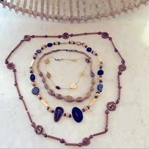 Vintage Lot of wood bead bone stone necklace